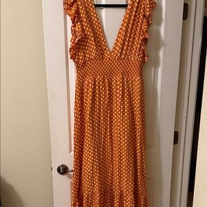 BP Orange Polka Dot Midi Dress